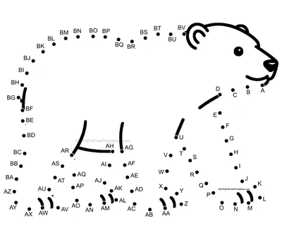 Powerful polar bear crossing Arctic ice, formed by 74 dots on a printable PDF
