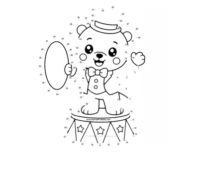 Circus Ringmaster Bear free dot-to-dot printable worksheet