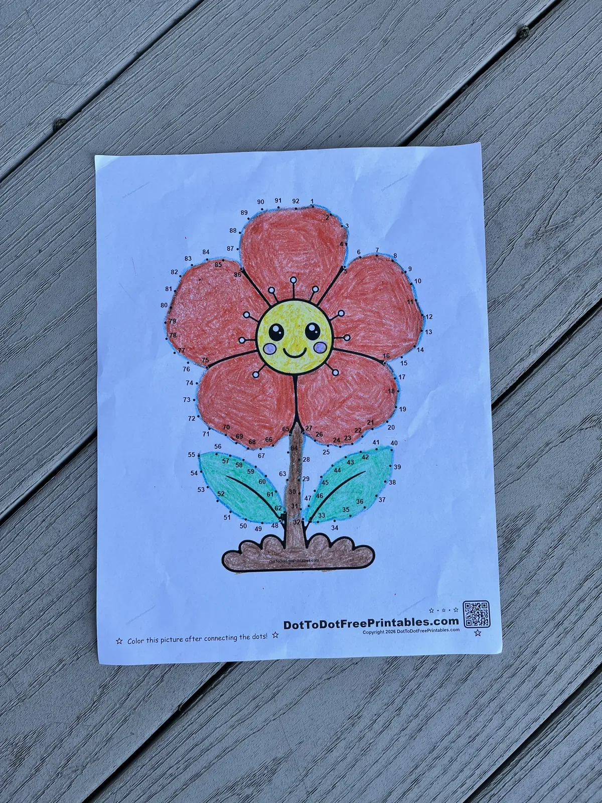 Completed Geranium Flower Dot to Dot Printable Completed Geranium Flower Dot to Dot Printable