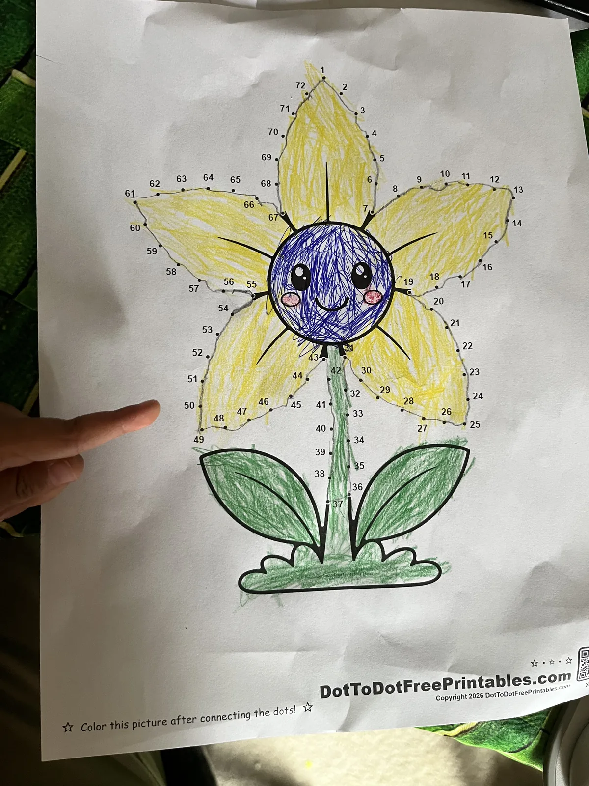 Completed Periwinkle Flower Dot to Dot Printable Completed Periwinkle Flower Dot to Dot Printable