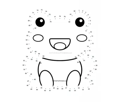 Smiling frog mid-hop, its round body ringed by 82 printable dots