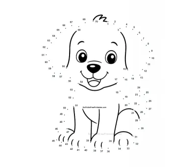 Cute Puppy dot to dot printable