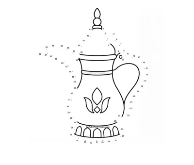 Long-spouted dallah coffee pot poured out of 63 printable connect the dots