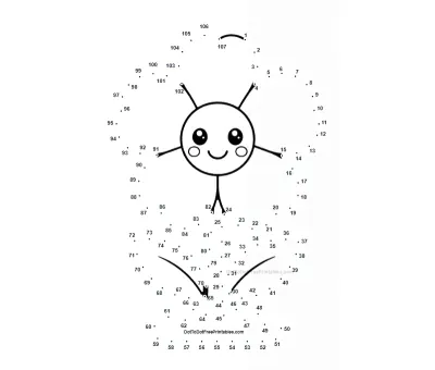 Cluster of tiny forget-me-not flowers joined by 107 dots in a free dot to dot PDF