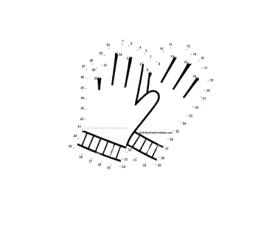 Pair of garden gloves stitched together by 54 numbered dots, free starter worksheet