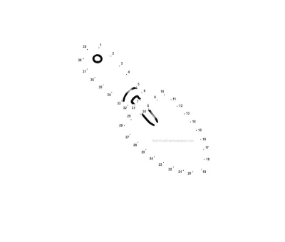 Hand trowel taking shape from only 39 numbered dots, beginner printable preview