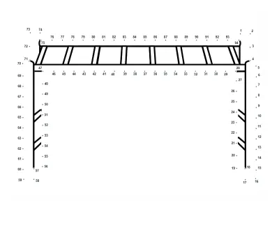 Playground monkey bars framed rung by rung across 94 printable dots