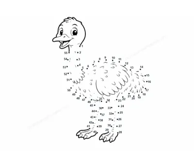Sprinting ostrich, neck outstretched, caught in 55 printable dots