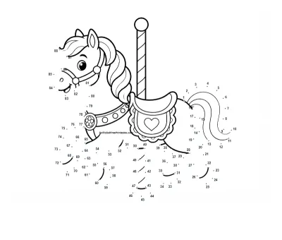 Decorated carousel horse with flowing mane conjured from 88 printable dots
