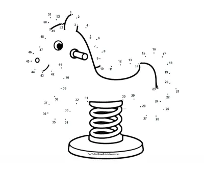 Playground spring horse rider bouncing into shape from 53 printable dots