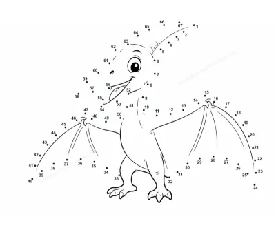Pterodactyl soaring on wide wings, held aloft by 67 printable dots