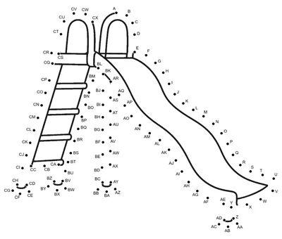 Tall playground slide climbing upward through 102 dots on a printable worksheet