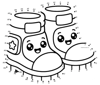 Pair of smiling astronaut boots revealed by a 51-dot printable puzzle