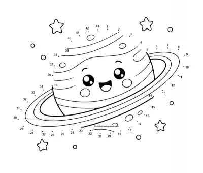 Ringed Planet free dot-to-dot printable worksheet