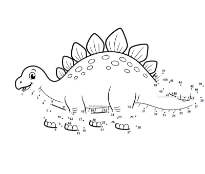 Stegosaurus with its double row of back plates built from 52 printable dots