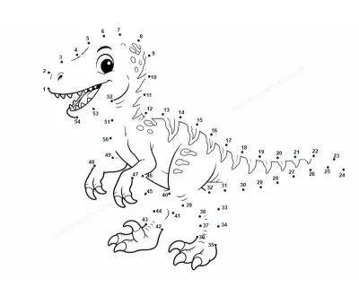 Feathered Velociraptor poised to sprint, sketched in 54 printable dots